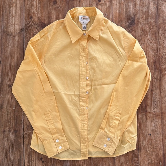 Talbots Women’s Stretch Boyfriend Collard Button Up Career Shirt Marigold 10 EUC - Picture 2 of 10